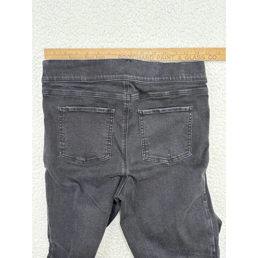 Spanx Jeans Womens L‎ Black Distressed Ankle Skinny High Rise Raw Hem Stretch